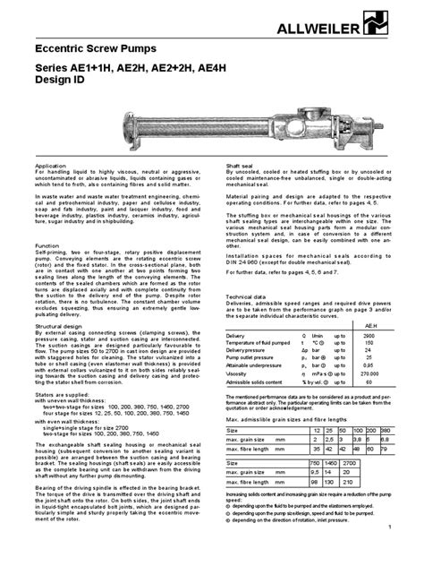 allweiler screw pump a1ae100|ae2h screw pump design id.